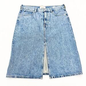Everlane The Denim Midi Skirt Medium Wash Jeans Split Front Size 31 Regular